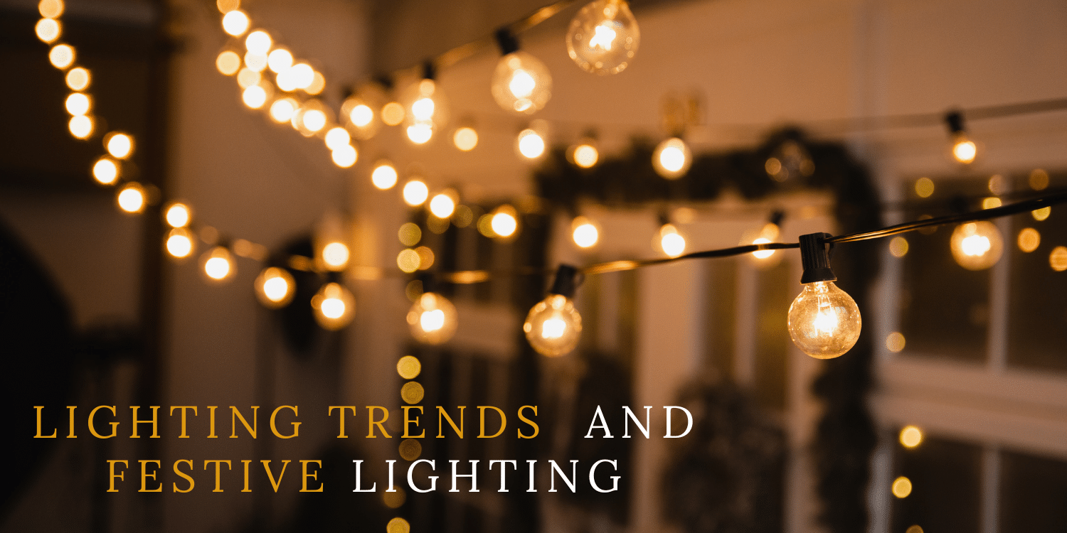 led string lights background with blog title over